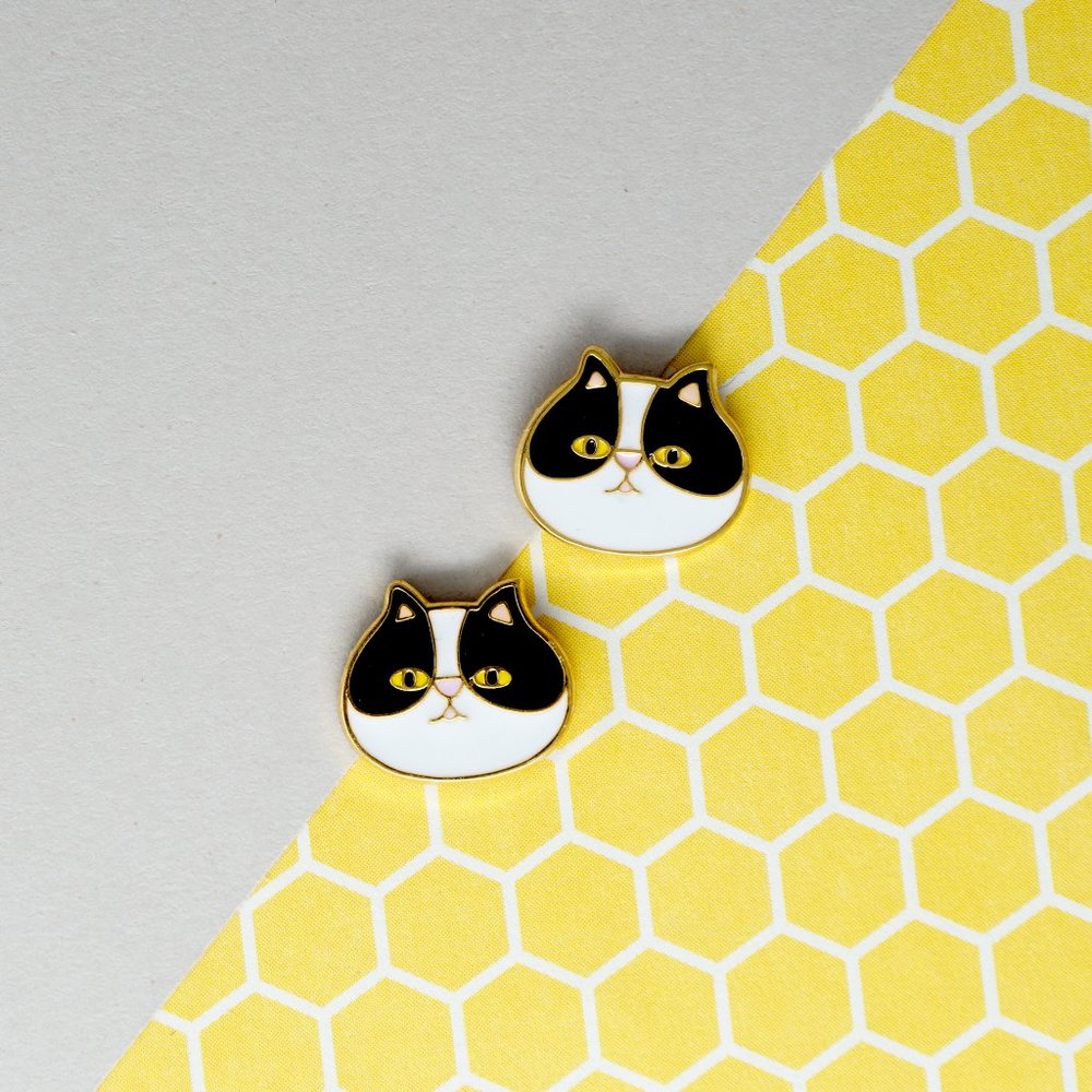 Handcrafted Black Persian Enamel Stud Earrings